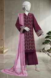 EMBROIDERED CAMBRIC 3PCS UNSTITCHED