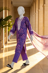 EMBROIDERED PRINTED LAWN STITCHED 3 PIECE