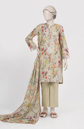 EMBROIDERED PRINTED LAWN STITCHED 3 PIECE
