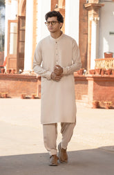 NATURAL-BEIGE BLENDED KAMEEZ SHALWAR