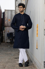 NAVY 100% COTTON PRINTED KURTA