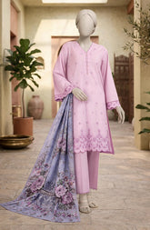EMBROIDERED CAMBRIC 3PCS UNSTITCHED