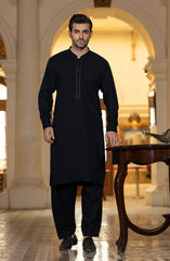 BOTTLE-GREEN BLENDED EMBROIDERED KAMEEZ SHALWAR