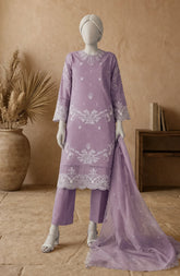 EMBROIDERED CAMBRIC STITCHED 3 PIECE