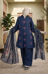 EMBROIDERED CAMBRIC 3PCS UNSTITCHED