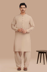 NATURAL-BEIGE BLENDED KAMEEZ SHALWAR