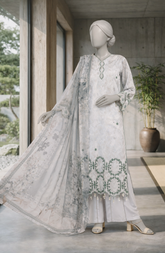 EMBROIDERED PRINTED LAWN 3PCS UNSTITCHED
