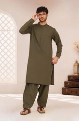 DARK-OLIVE BLENDED KAMEEZ SHALWAR