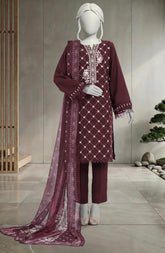 EMBROIDERED CAMBRIC 3PCS UNSTITCHED