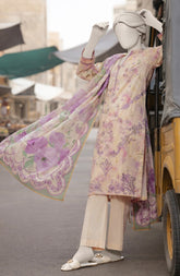 EMBROIDERED PRINTED LAWN STITCHED 3 PIECE