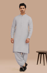 SMOKE-GREY BLENDED KAMEEZ SHALWAR