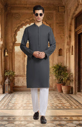 GREY BLENDED EMBROIDERED KURTA