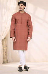 RUST 100% COTTON EMBROIDERED KURTA