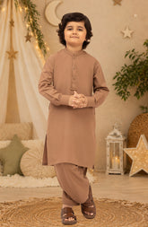 LIGHT-BROWN EMBROIDERED BLENDED KAMEEZ SHALWAR