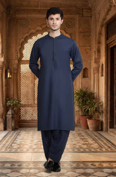 MIDNIGHT-BLUE BLENDED KAMEEZ SHALWAR