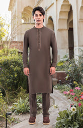OLIVE GREEN EMBROIDERED KURTA PAJAMA