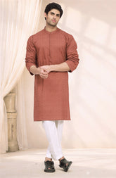 RUST 100% COTTON EMBROIDERED KURTA
