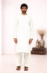 OFF-WHITE BLENDED EMBROIDERED KAMEEZ SHALWAR