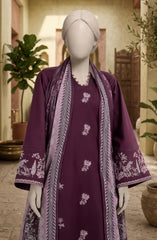 EMBROIDERED CAMBRIC 3PCS UNSTITCHED