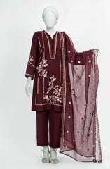 EMBROIDERED CAMBRIC STITCHED 3 PIECE