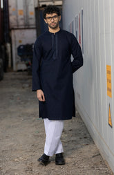 NAVY 100% COTTON PRINTED KURTA
