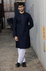 NAVY 100% COTTON PRINTED KURTA