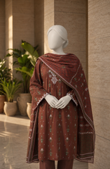 EMBROIDERED CAMBRIC STITCHED 3 PIECE