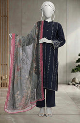 EMBROIDERED CAMBRIC 3PCS UNSTITCHED