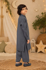 MIDNIGHT-BLUE EMBROIDERED BLENDED KAMEEZ SHALWAR