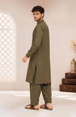 DARK-OLIVE BLENDED KAMEEZ SHALWAR