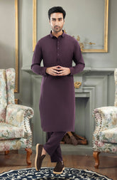SUMMER'25 EMBROIDERED MEN KURTA PAJAMA BURGUNDY