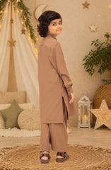LIGHT-BROWN EMBROIDERED BLENDED KAMEEZ SHALWAR