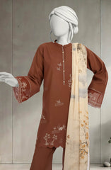 EMBROIDERED CAMBRIC 3PCS UNSTITCHED