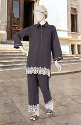 EMBROIDERED CAMBRIC STITCHED 2 PIECE