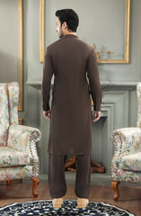 BROWN EMBROIDERED BLENDED KAMEEZ SHALWAR