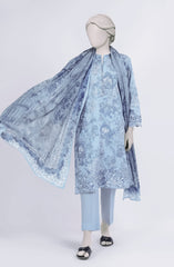 EMBROIDERED PRINTED LAWN STITCHED 3 PIECE
