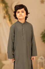 OLIVE-GREEN BLENDED EMBROIDERED KURTA