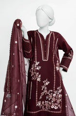 EMBROIDERED CAMBRIC STITCHED 3 PIECE