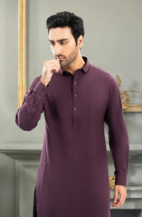 BURGUNDY BLENDED EMBROIDERED KURTA PAJAMA