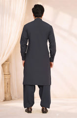 CHARCOAL BLENDED KAMEEZ SHALWAR WAISTCOAT