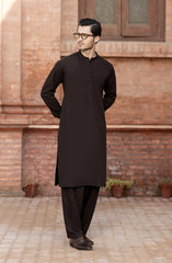 CHOCOLATE-BROWN BLENDED EMBROIDERED KAMEEZ SHALWAR