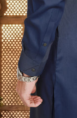 MIDNIGHT-BLUE BLENDED KAMEEZ SHALWAR