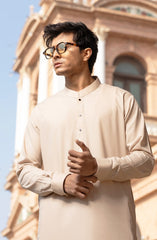 NATURAL-BEIGE BLENDED KAMEEZ SHALWAR