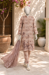 EMBROIDERED CAMBRIC STITCHED 3 PIECE