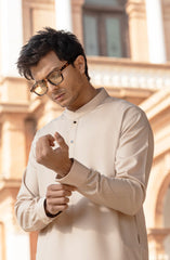 NATURAL-BEIGE BLENDED KAMEEZ SHALWAR