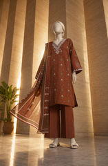 EMBROIDERED CAMBRIC STITCHED 3 PIECE