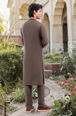 OLIVE GREEN EMBROIDERED KURTA PAJAMA