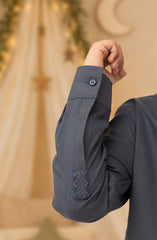 MIDNIGHT-BLUE EMBROIDERED BLENDED KAMEEZ SHALWAR