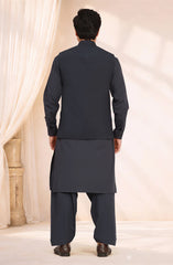 CHARCOAL BLENDED KAMEEZ SHALWAR WAISTCOAT