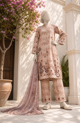 EMBROIDERED CAMBRIC STITCHED 3 PIECE